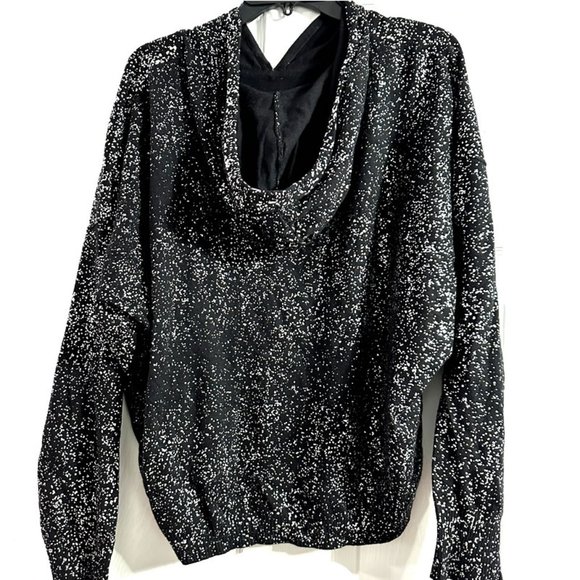 Calvin Klein Angora Blend Metallic Silver Splatter Pullover Sweater Hoodie - Picture 2 of 2
